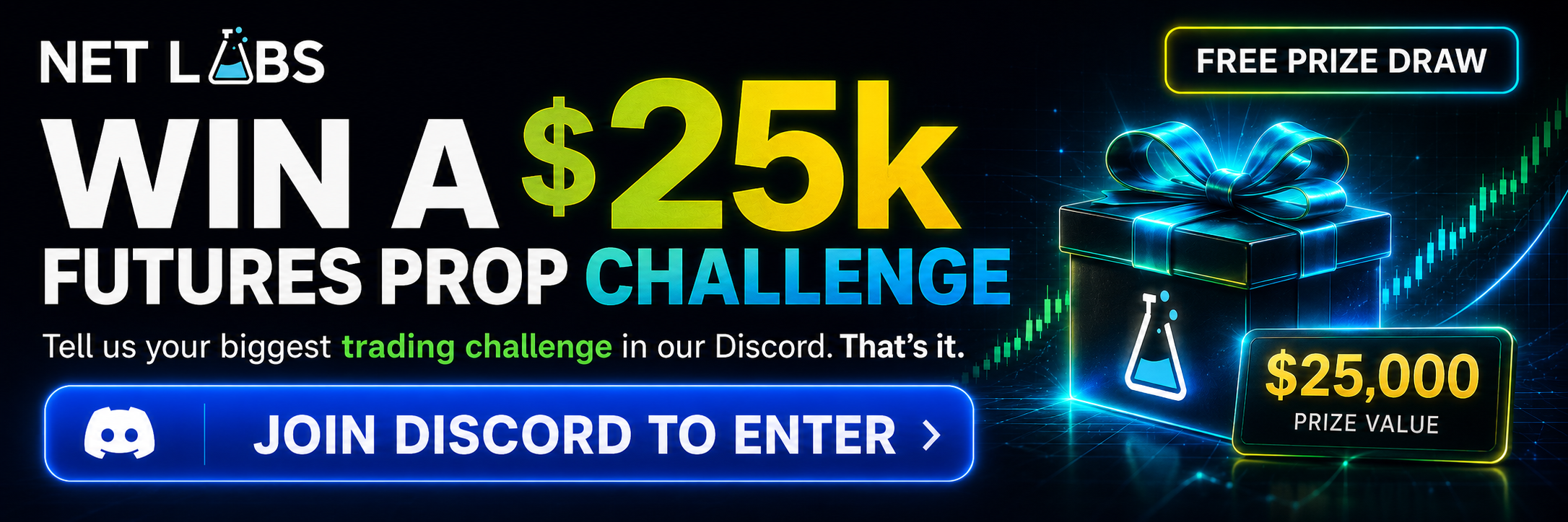 Win a $25k futures prop challenge free prize draw. Join Discord to enter.